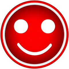 Red smile, circle smile icon on white background