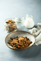 Traditional homemade granola served for breakfast