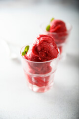 Delicious homemade raspberry sorbet or ice cream