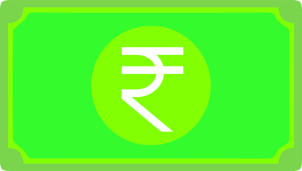 Indian Rupee currency Sign Green Note icon Vector for mobile apps and Websites