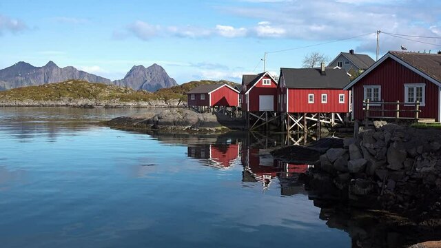 Norway. Fishing village on the shore of the fjord