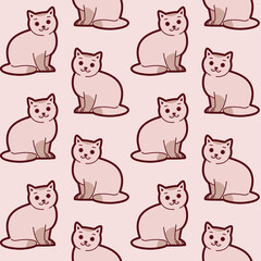 Obraz na płótnie Canvas Cat sitting, simple trendy pattern with cats. Cartoon vector illustration for prints, clothing, packaging and postcards. 