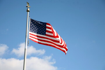 The flag of USA outdoors