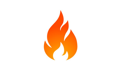 Fire, flame. Red flame in abstract style on white background. Flat fire. Modern art isolated graphic. Fire sign. Vector Illustration