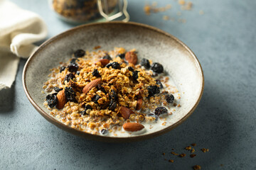 Traditional homemade granola served for breakfast