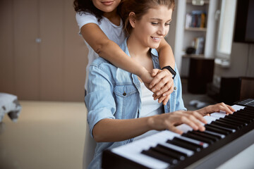 Positive delighted lesbians having rest at home