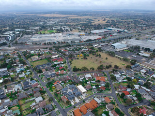 Fototapeta na wymiar Panoramic aerial view of Suburban Melbourne Victoria Australia