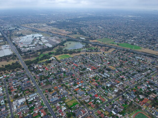 Panoramic aerial view of Suburban Melbourne Victoria Australia