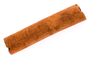 Single cinnamon stick isolated on white background
