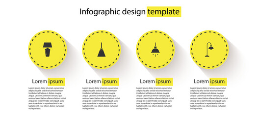 Set Table lamp, Chandelier, and Floor. Business infographic template. Vector.