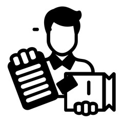 letter carrier derlivering mail Concept Vector Glyph Icon Design, postal service symbol, physically transporting postcards and parcels Sign, Courier and Shipping Services Stock illustration