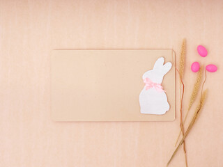 Easter holiday concept. Top view. Easter card with a copy space.