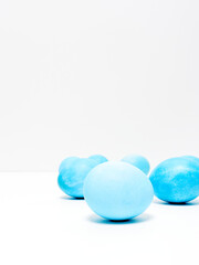 Easter eggs on white background. Easter concept.  Copy space.