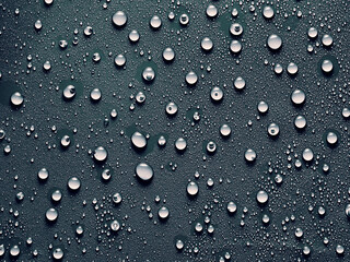Water drops on grey background.