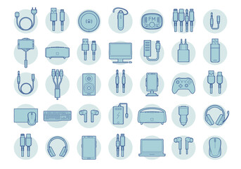 Computers and accessories icons set