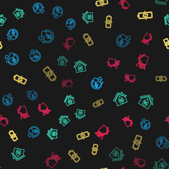 Obraz premium Set line Humidity, House humidity, Battery and Smart home on seamless pattern. Vector.