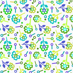 Seamless pattern with abstract multicolored flowers on a light background