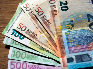 Stack of euro banknotes background