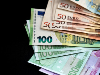 Stack of euro banknotes background