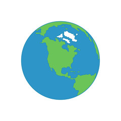 Globe isolated on a white background. Flat planet Earth icon.