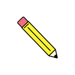 Pencil flat icon - school Pencil symbol. vector education illustration, stationery drawing tool isolated.