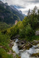 Fototapeta na wymiar Around the sourcethe Soca River - Triglav National Park, Slovenia