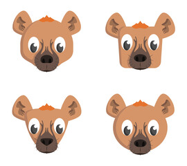 Fototapeta premium Set of cartoon hyenas. Different shapes of animal heads.