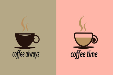 coffee sticker on a light background. black with milk coffee