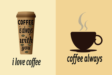 coffee sticker on a light background, coffee banner