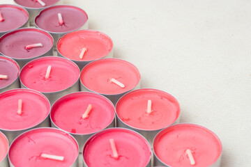 Colorful, pink, small scented candles, refreshing