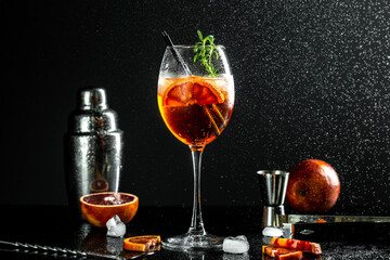 Aperol Spritz cocktail in glass. summer mood concept