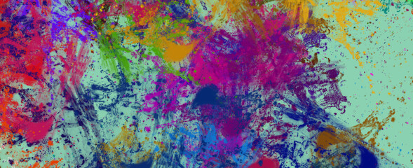 abstract acrylic background with brush strokes and splashes	