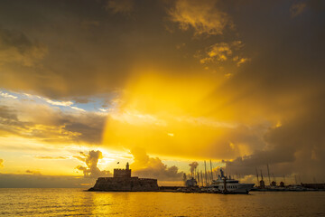 Rhodes island in Greece at sunrise