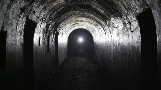 Time Lapse Lockdown: Illuminated Flashlight In Dark Underground