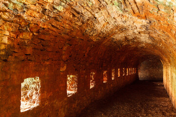 Medieval tunnel in the castle of Pantokratoras, in Preveza town, Epirus region, Greece, Europe