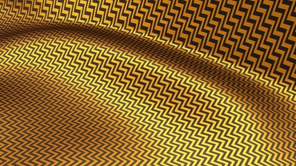 Black silk with golden zigzag pattern. Beautifully laid fabric. Elegant fabric horizontal background. High resolution.
