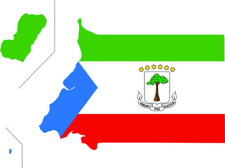 Simple flat flag map of the Republic of Equatorial Guinea