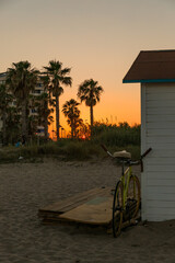 Beach Bar at the Patacona beach at sunset near the city of Valencia