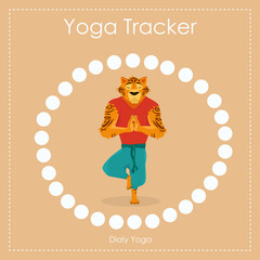 vector illustration of a tiger doing yoga. 30 day challenge, Habit Tracker