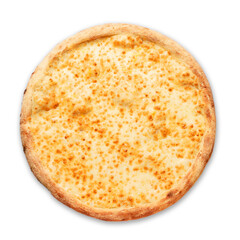 Pizza with cheese on a white background. Top view.Very high quality photo.