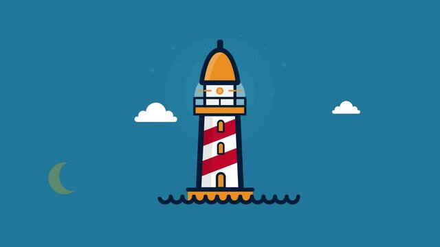 Modern Lighthouse. Lighthouse video animation