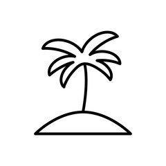 Palm icon. Coconut tree outline. Tropic palm black silhouette. Vector illustration isolated on white.