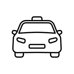 Taxi car icon. Line transport symbol. Front view. Vector isolated on white.