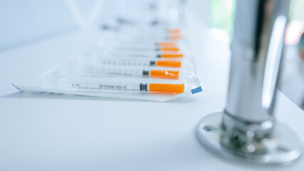 close up. tubes with test results on the lab table.