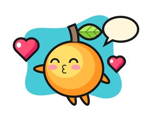 Orange fruit cartoon with kissing gesture
