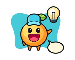 Orange fruit cartoon getting the idea