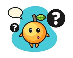Orange fruit cartoon with the question mark