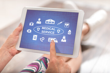 Medical service concept on a tablet