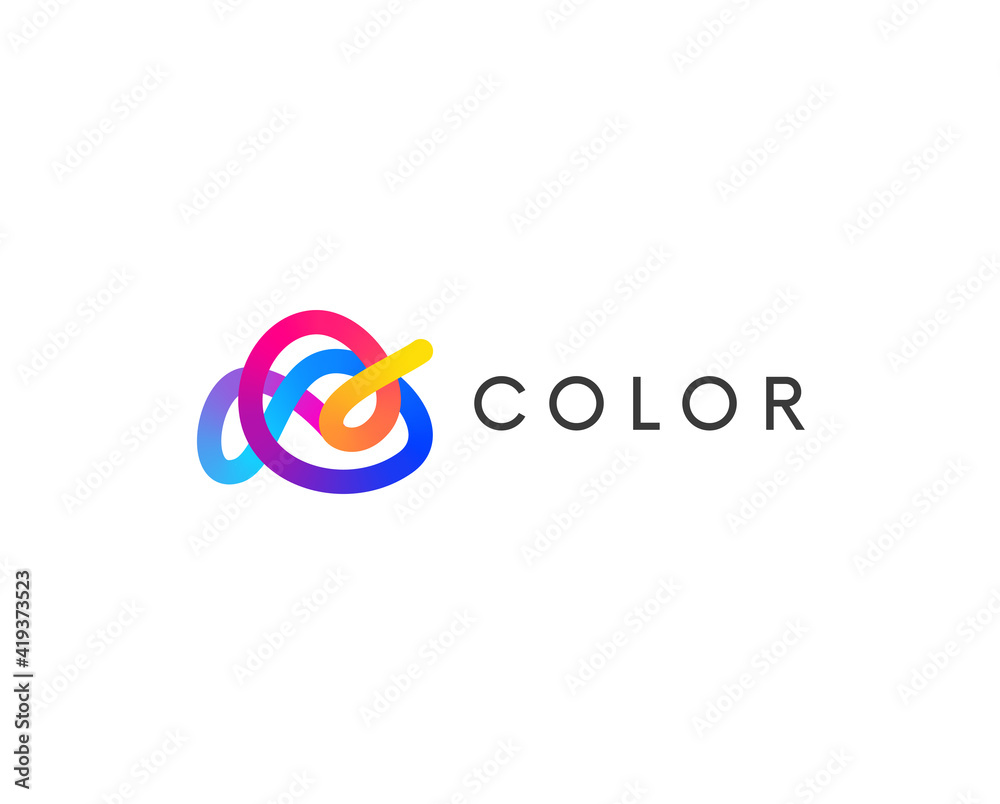 Aufkleber Modern minimal abstract colorful logo shape vector design. Linear logotype abstraction.