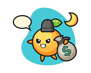 Orange fruit cartoon stolen the money